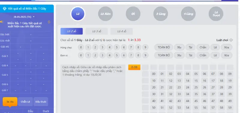 Đa dạng vé cược Xổ số BK8