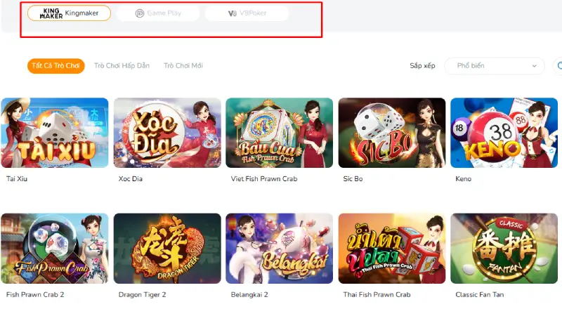 Nhiều nhà cung cấp game tại BK8